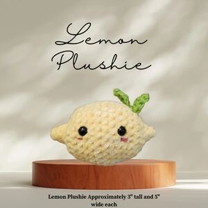 Cute Lemon Plushie with Green Leaf